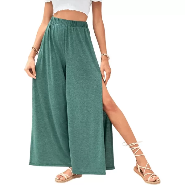 SweatyRocks Women's High Waist Drawstring Split Thigh Wide Leg Palazzo Pants