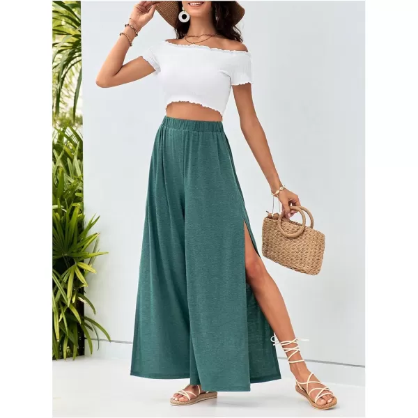 SweatyRocks Women's High Waist Drawstring Split Thigh Wide Leg Palazzo Pants