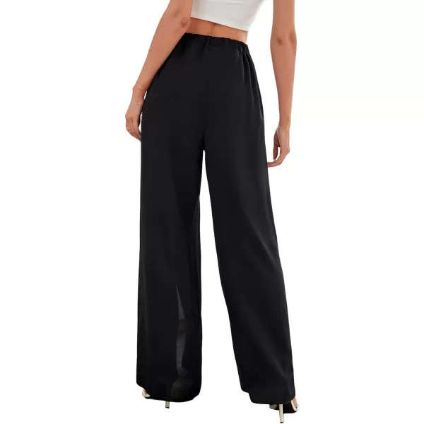 SweatyRocks Women's High Waist Drawstring Split Thigh Wide Leg Palazzo Pants