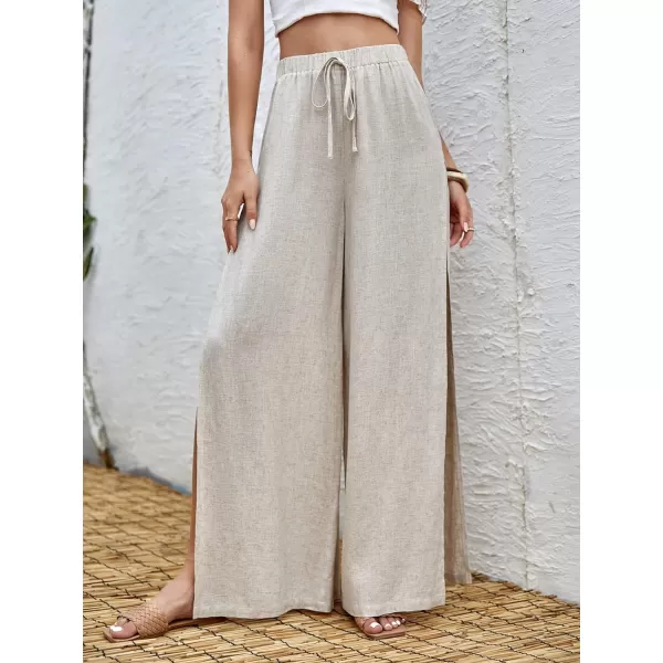 SweatyRocks Women's High Waist Drawstring Split Thigh Wide Leg Palazzo Pants