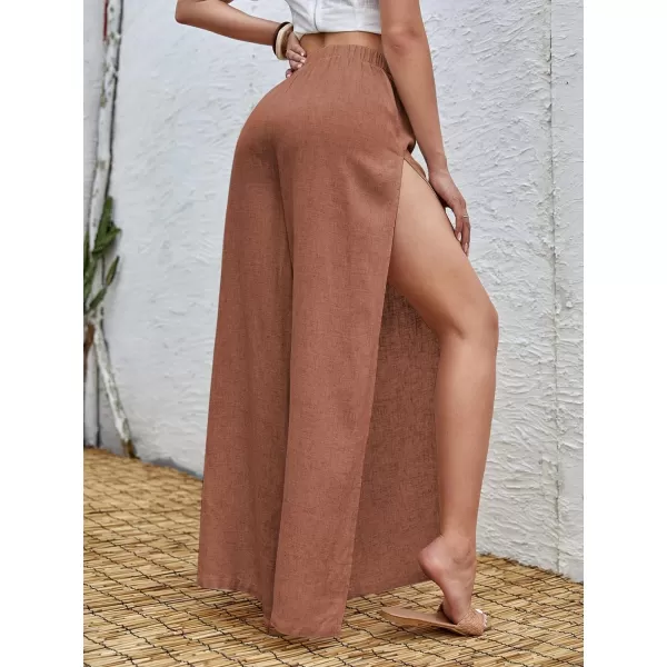 SweatyRocks Women's High Waist Drawstring Split Thigh Wide Leg Palazzo Pants