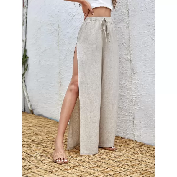 SweatyRocks Women's High Waist Drawstring Split Thigh Wide Leg Palazzo Pants