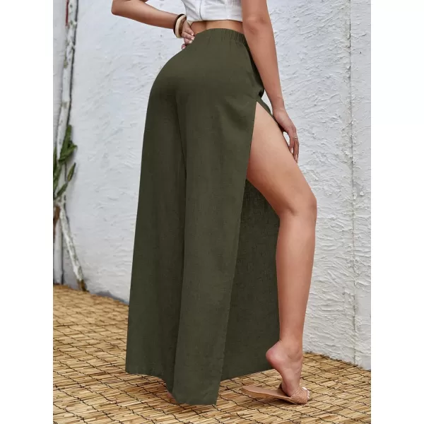 SweatyRocks Women's High Waist Drawstring Split Thigh Wide Leg Palazzo Pants