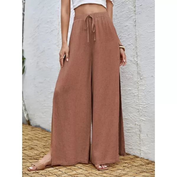 SweatyRocks Women's High Waist Drawstring Split Thigh Wide Leg Palazzo Pants