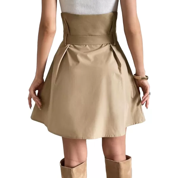 SweatyRocks Women's High Waist Fold Pleated A Line Flared Skirt with Belt