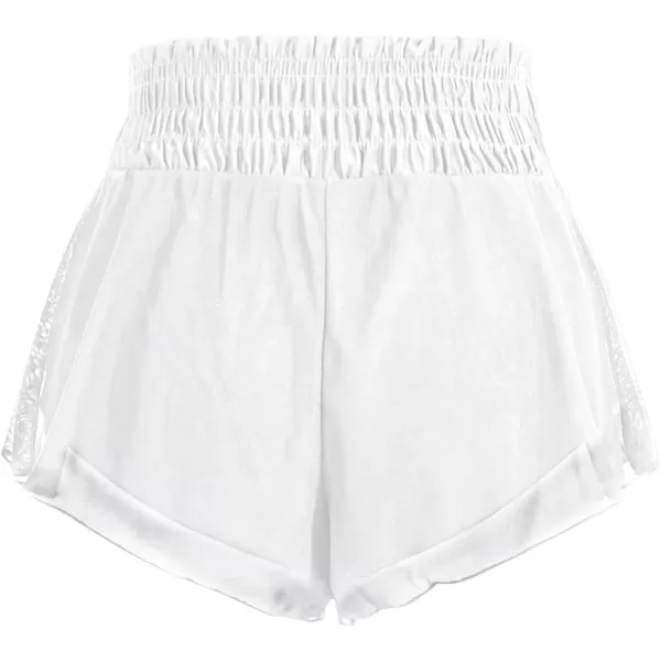 SweatyRocks Women's High Waist Mesh Bikini Bottom Frill Solid Beachwear Casual Bathing Shorts