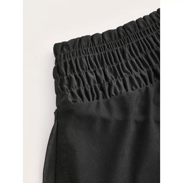 SweatyRocks Women's High Waist Mesh Bikini Bottom Frill Solid Beachwear Casual Bathing Shorts