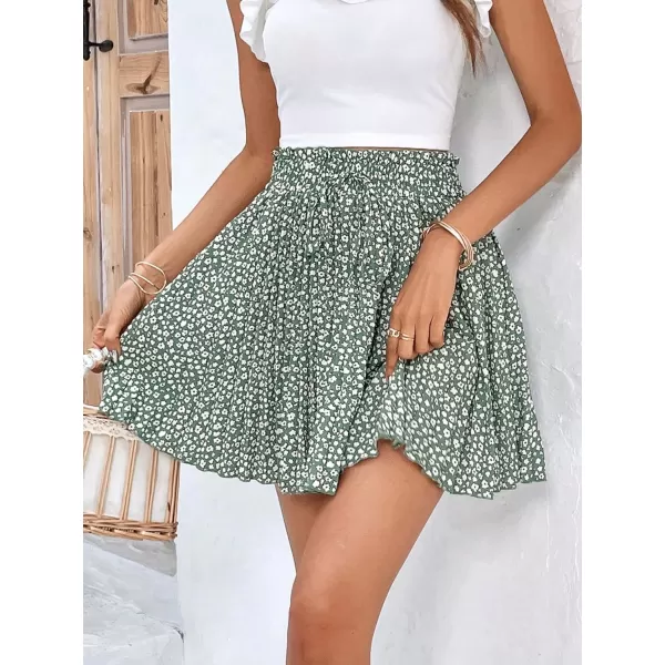 SweatyRocks Women's High Waist Mini Pleated Skater Skirt Flared A-Line Floral Short Skirt