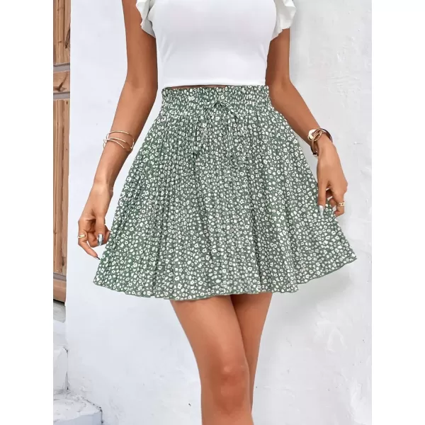 SweatyRocks Women's High Waist Mini Pleated Skater Skirt Flared A-Line Floral Short Skirt