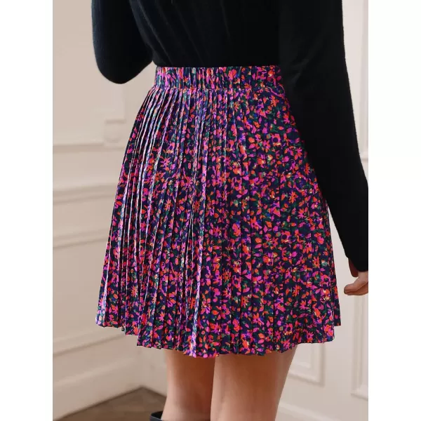 SweatyRocks Women's High Waist Mini Pleated Skater Skirt Flared A-Line Floral Short Skirt