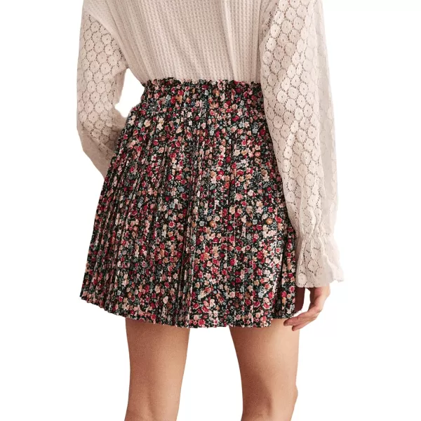 SweatyRocks Women's High Waist Mini Pleated Skater Skirt Flared A-Line Floral Short Skirt