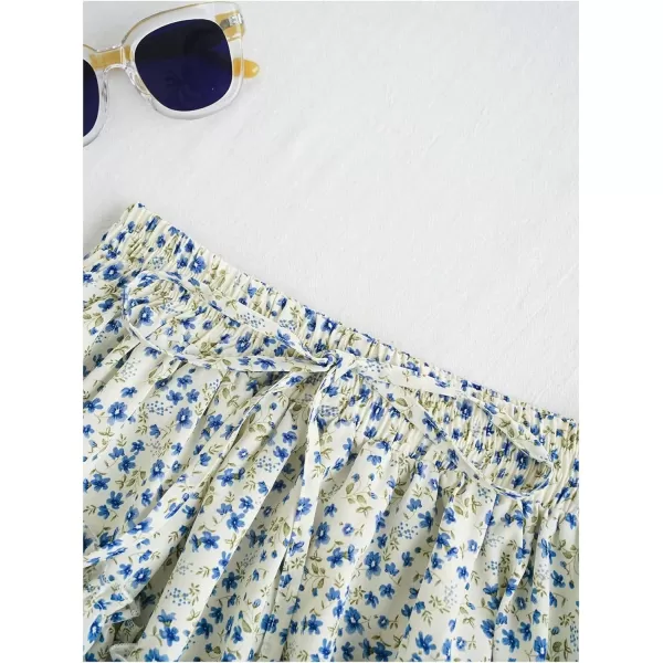 SweatyRocks Women's High Waist Mini Pleated Skater Skirt Flared A-Line Floral Short Skirt