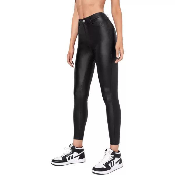 SweatyRocks Women's High Waist Skinny Jeans PU Leather Stretch Leggings Pants