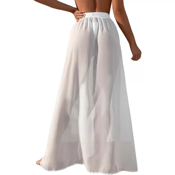 SweatyRocks Women's High Waist Split Thigh Cover Up Skirt Sheer Beach Long Skirt Swimwear