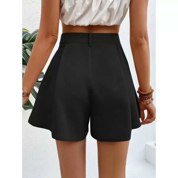SweatyRocks Women's High Waist Wide Leg Button Front Pleated Short Summer Mini Shorts