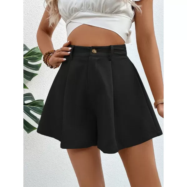 SweatyRocks Women's High Waist Wide Leg Button Front Pleated Short Summer Mini Shorts