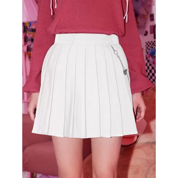 SweatyRocks Women's High Waisted A Line Pleated Skirt Cute Chain Skater Mini Skirts