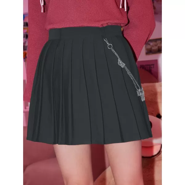 SweatyRocks Women's High Waisted A Line Pleated Skirt Cute Chain Skater Mini Skirts