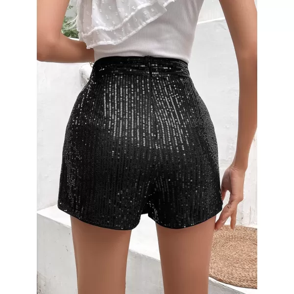 SweatyRocks Women's High Waisted Asymmetrical Wrap Hem Glitter Skorts Skirt with Shorts
