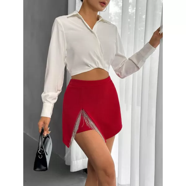 SweatyRocks Women's High Waisted Asymmetrical Wrap Hem Glitter Skorts Skirt with Shorts