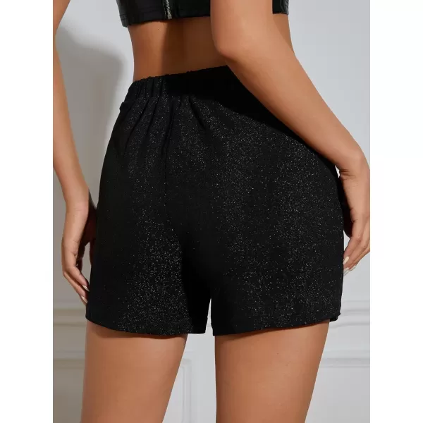 SweatyRocks Women's High Waisted Asymmetrical Wrap Hem Glitter Skorts Skirt with Shorts
