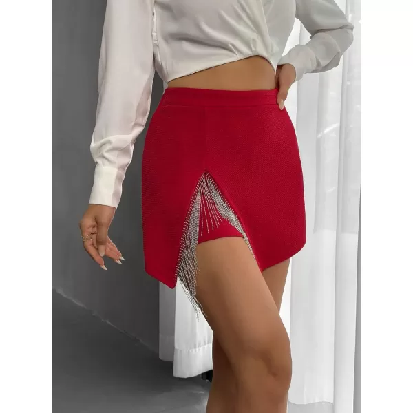 SweatyRocks Women's High Waisted Asymmetrical Wrap Hem Glitter Skorts Skirt with Shorts