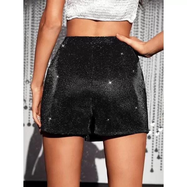SweatyRocks Women's High Waisted Asymmetrical Wrap Hem Glitter Skorts Skirt with Shorts
