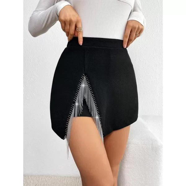 SweatyRocks Women's High Waisted Asymmetrical Wrap Hem Glitter Skorts Skirt with Shorts