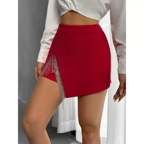 SweatyRocks Women's High Waisted Asymmetrical Wrap Hem Glitter Skorts Skirt with Shorts