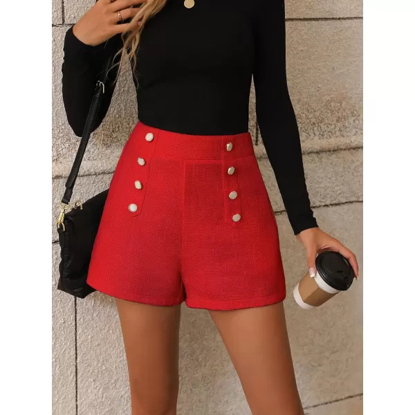 SweatyRocks Women's High Waisted Button Front Tweed Shorts Casual Wide Leg Short Pants