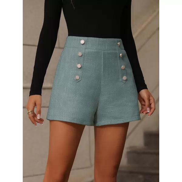 SweatyRocks Women's High Waisted Button Front Tweed Shorts Casual Wide Leg Short Pants