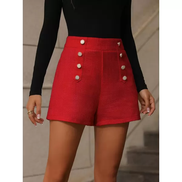 SweatyRocks Women's High Waisted Button Front Tweed Shorts Casual Wide Leg Short Pants