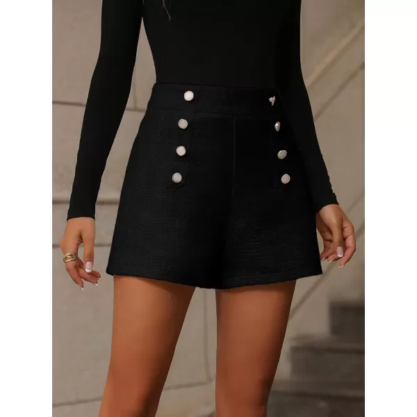 SweatyRocks Women's High Waisted Button Front Tweed Shorts Casual Wide Leg Short Pants