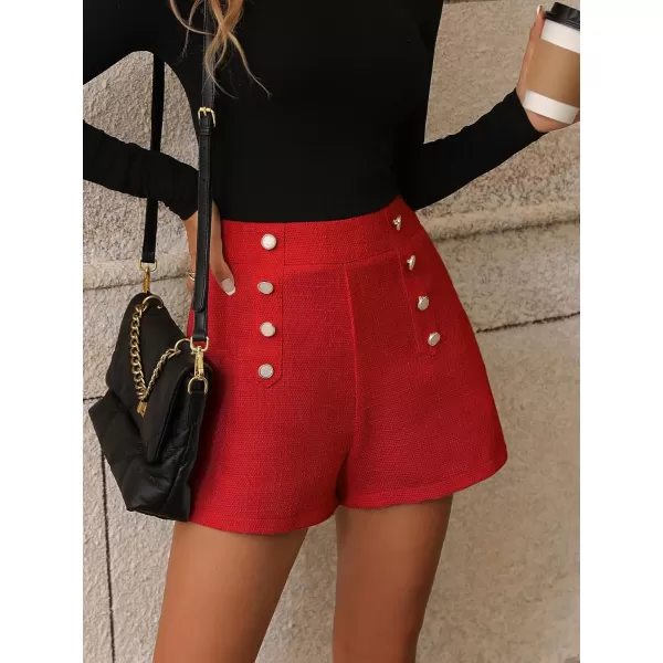 SweatyRocks Women's High Waisted Button Front Tweed Shorts Casual Wide Leg Short Pants