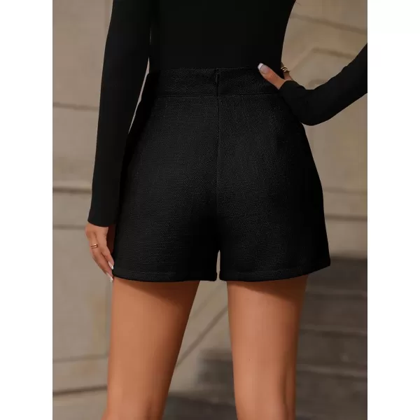 SweatyRocks Women's High Waisted Button Front Tweed Shorts Casual Wide Leg Short Pants