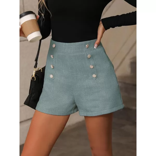 SweatyRocks Women's High Waisted Button Front Tweed Shorts Casual Wide Leg Short Pants