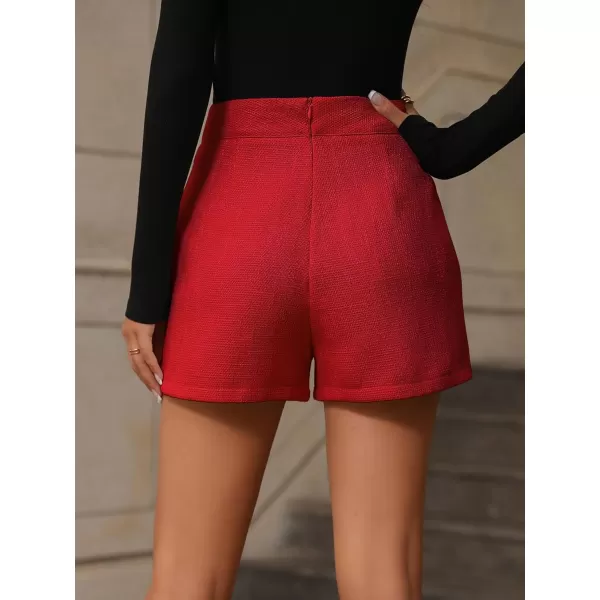 SweatyRocks Women's High Waisted Button Front Tweed Shorts Casual Wide Leg Short Pants