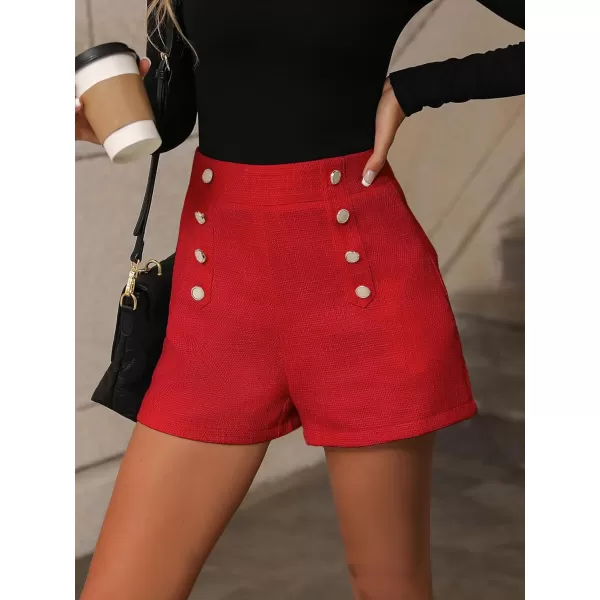 SweatyRocks Women's High Waisted Button Front Tweed Shorts Casual Wide Leg Short Pants