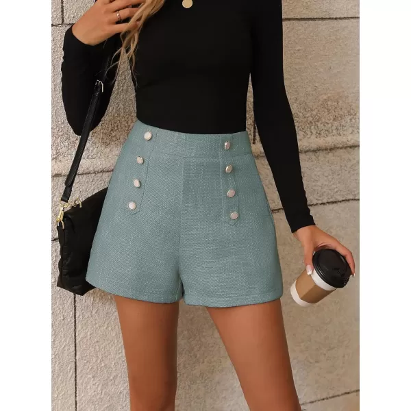 SweatyRocks Women's High Waisted Button Front Tweed Shorts Casual Wide Leg Short Pants