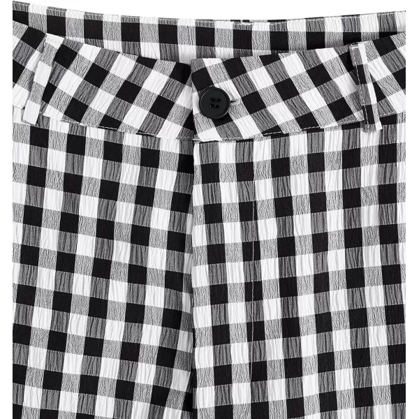 SweatyRocks Women's High Waisted Plaid Straight Leg Cropped Pants Gingham Trousers with Pockets