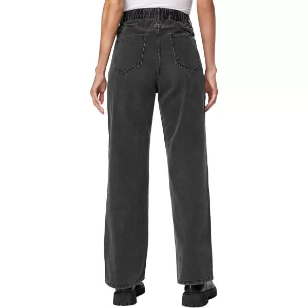 SweatyRocks Women's High Waisted Straight Leg Long Jeans Asymmetrical Waist Denim Pants