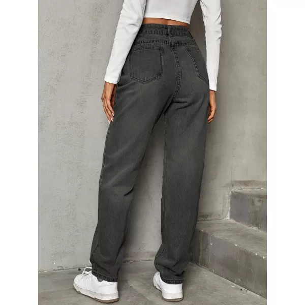 SweatyRocks Women's High Waisted Straight Leg Long Jeans Asymmetrical Waist Denim Pants