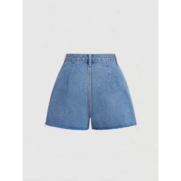 SweatyRocks Women's High Waisted Wide Leg Denim Shorts Casual Pleated Loose Short Jean