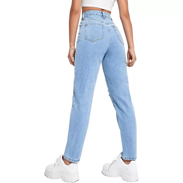 SweatyRocks Women's Hight Waisted Stretch Ripped Skinny Jeans Distressed Denim Pants