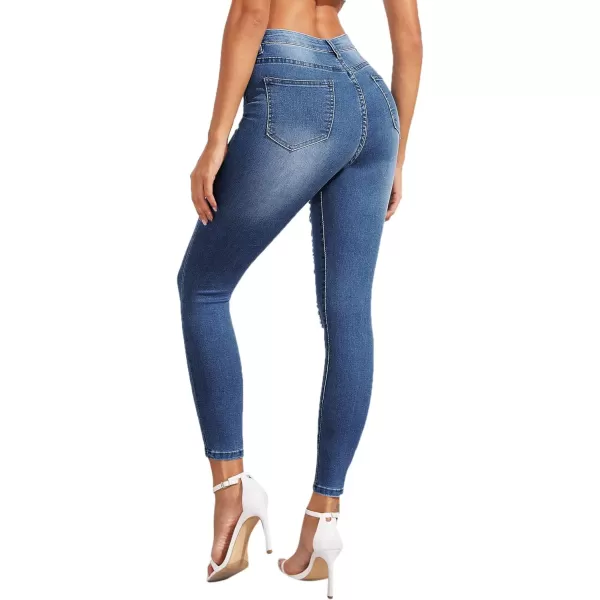 SweatyRocks Women's Hight Waisted Stretch Ripped Skinny Jeans Distressed Denim Pants