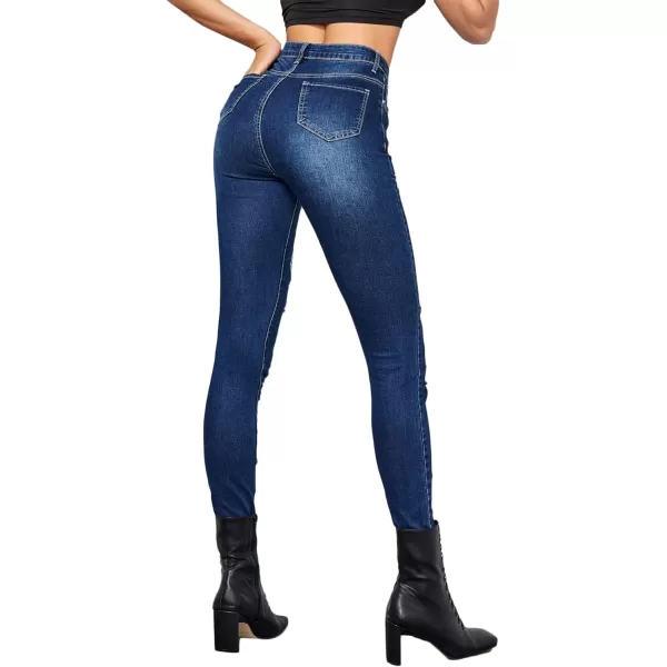 SweatyRocks Women's Hight Waisted Stretch Ripped Skinny Jeans Distressed Denim Pants