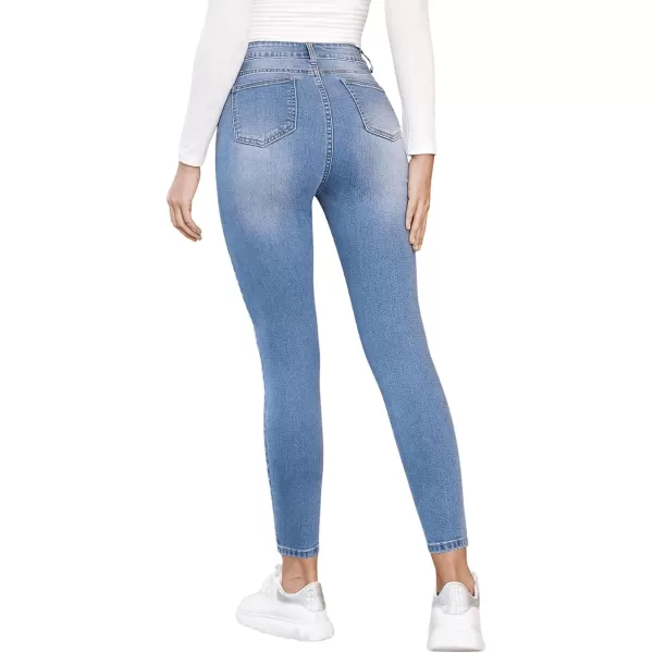 SweatyRocks Women's Hight Waisted Stretch Ripped Skinny Jeans Distressed Denim Pants
