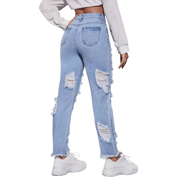 SweatyRocks Women's Hight Waisted Stretch Ripped Skinny Jeans Distressed Denim Pants