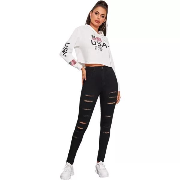 SweatyRocks Women's Hight Waisted Stretch Ripped Skinny Jeans Distressed Denim Pants