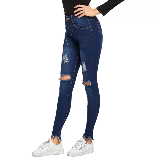 SweatyRocks Women's Hight Waisted Stretch Ripped Skinny Jeans Distressed Denim Pants